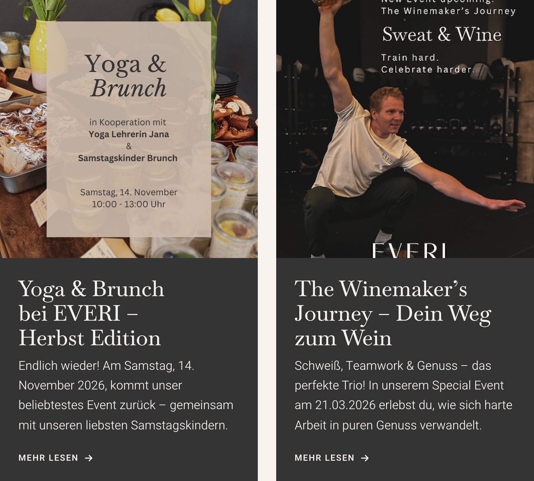 Blogbeiträge „Yoga & Brunch bei EVERI“ und „The Winemaker’s Journey“