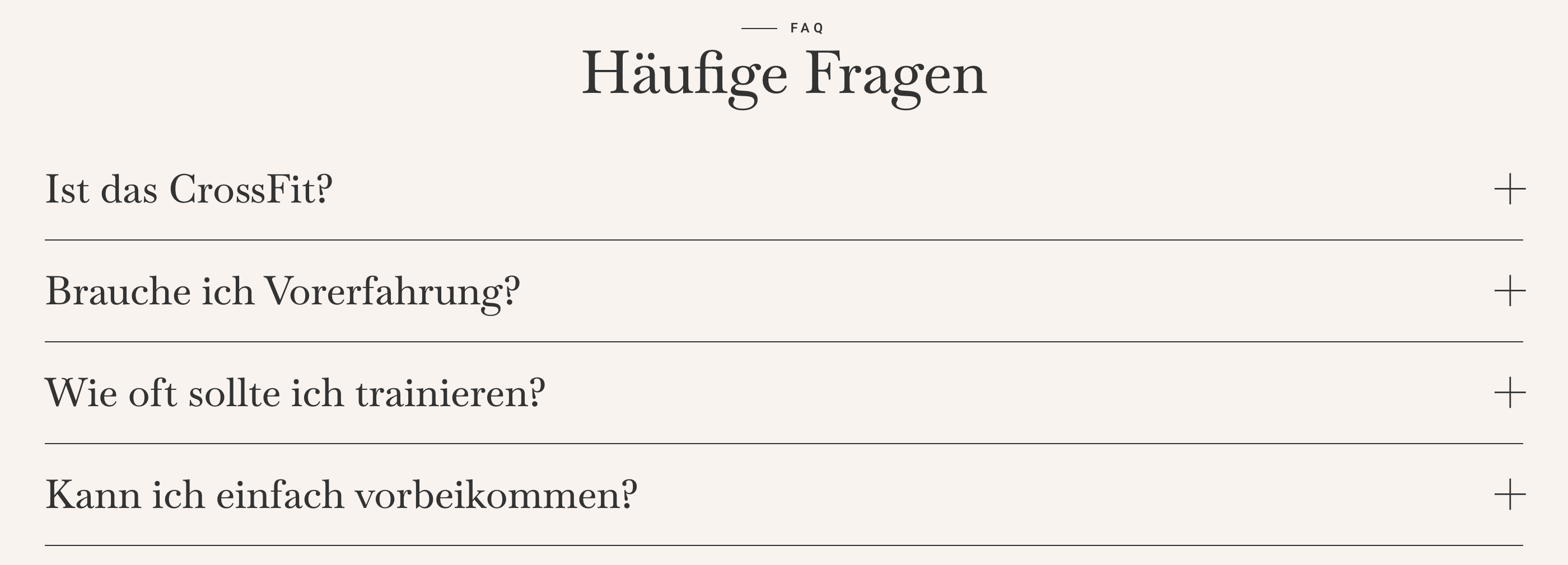 Häufige Fragen als aufklappbare Liste