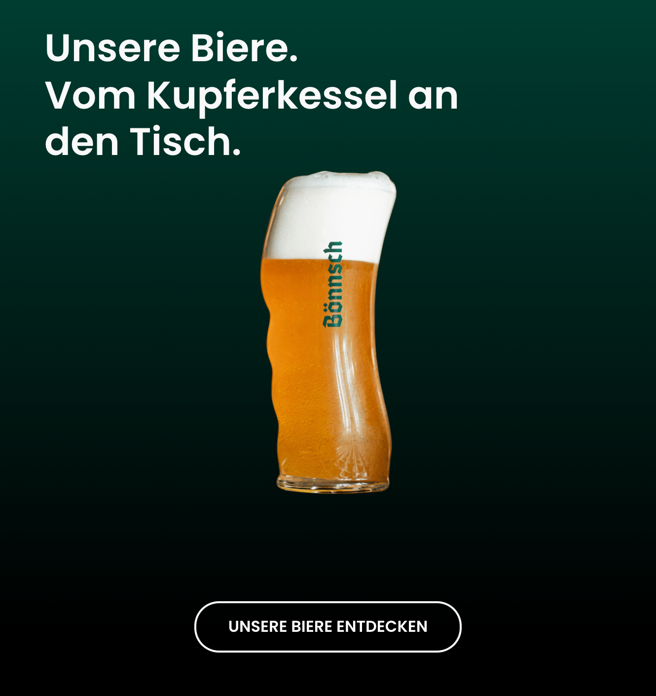 Kachel „Unsere Biere. Vom Kupferkessel an den Tisch.“ mit Bönnsch-Glas