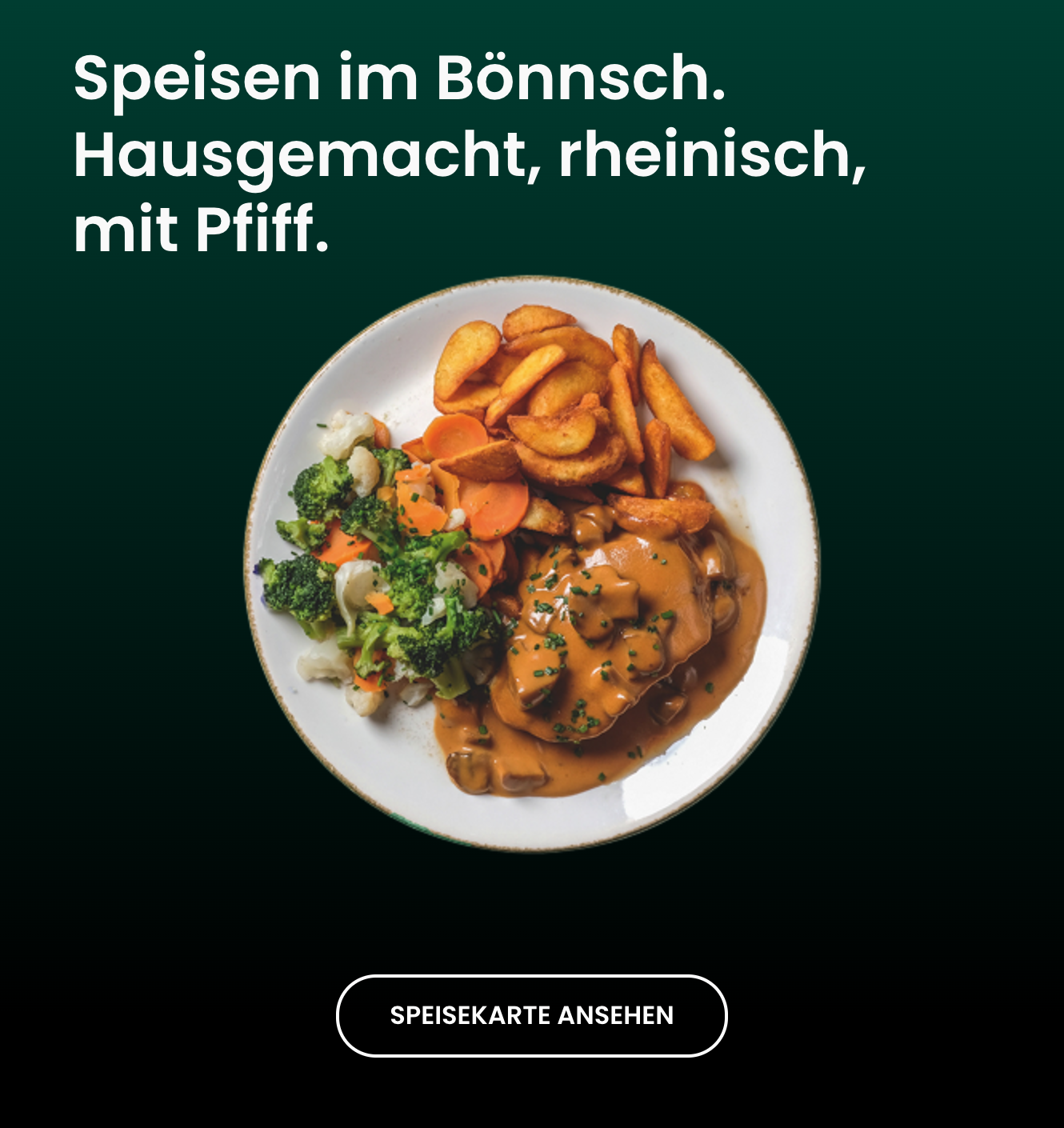 Kachel „Speisen im Bönnsch. Hausgemacht, rheinisch, mit Pfiff.“