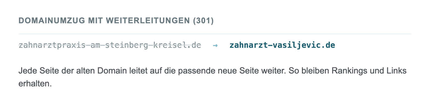Umzug von der alten auf die neue Domain mit Weiterleitungen