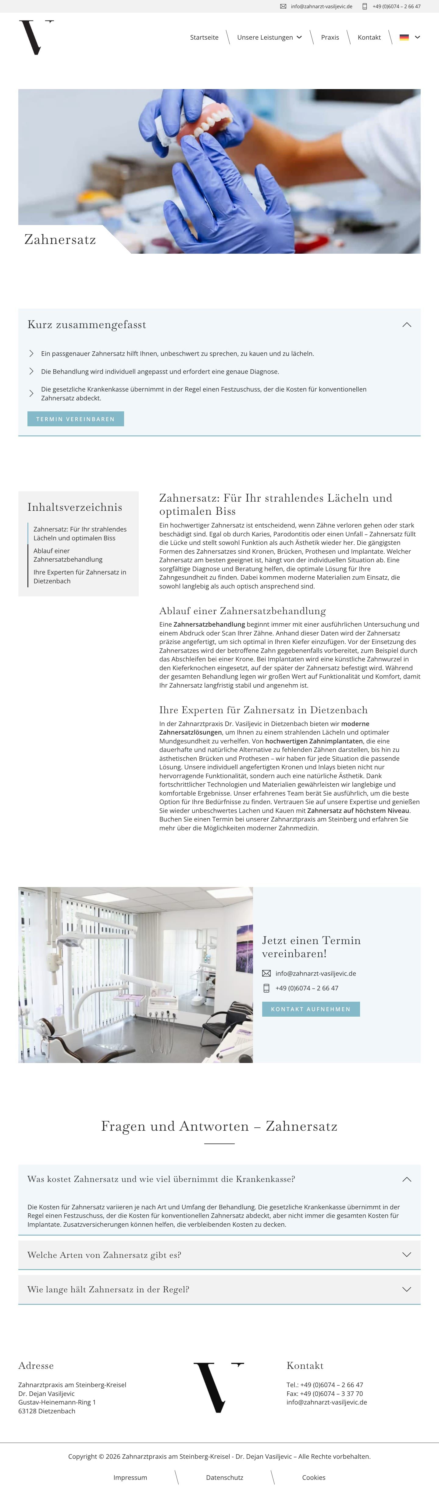 Leistungsseite Zahnersatz