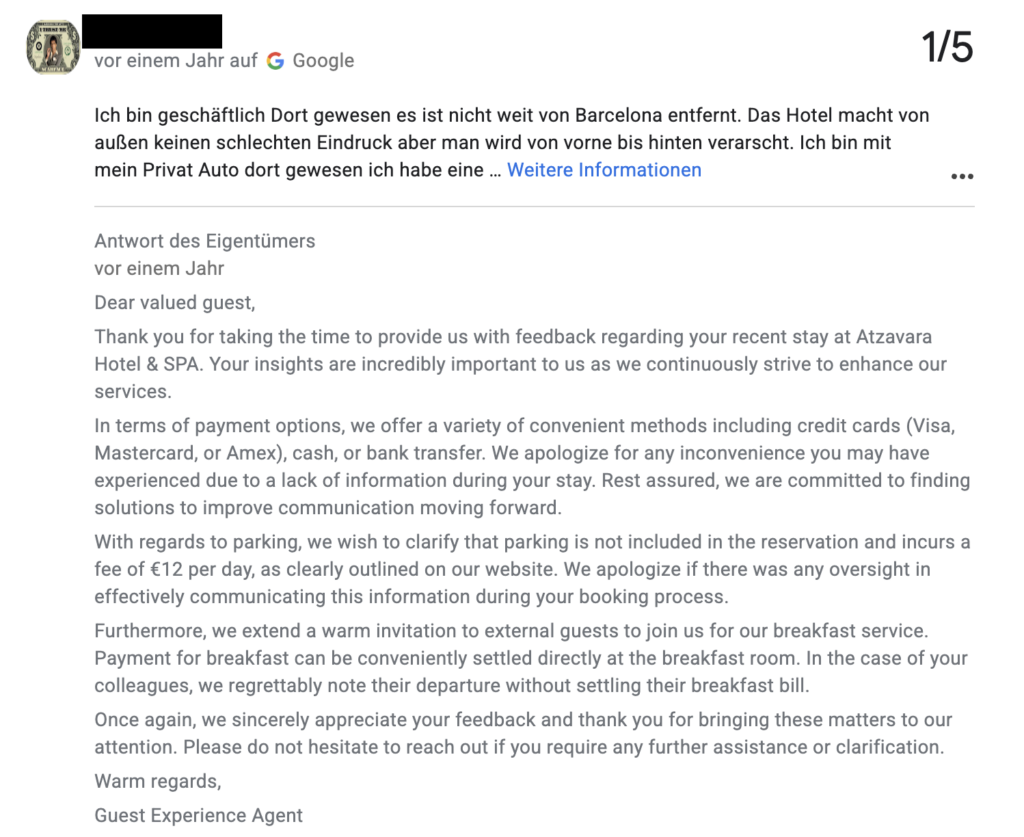 Wie du negative Google Bewertungen souverän beantwortest 1 Beispiel um auf eine negative Google Bewertung zu beantworten