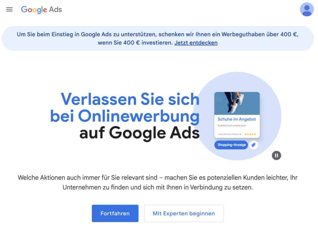 Gooogle Ads 400€ Gurschein